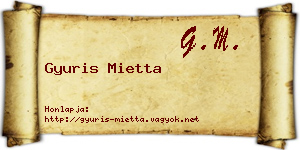 Gyuris Mietta névjegykártya